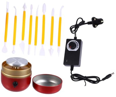 EXAOMBLE Mini Pottery Wheel Electric Machine Mini Pottery Wheel with Clay Tools Clockwise and Counter Clockwise Turntable for Making Teaching Crafting UK Plug