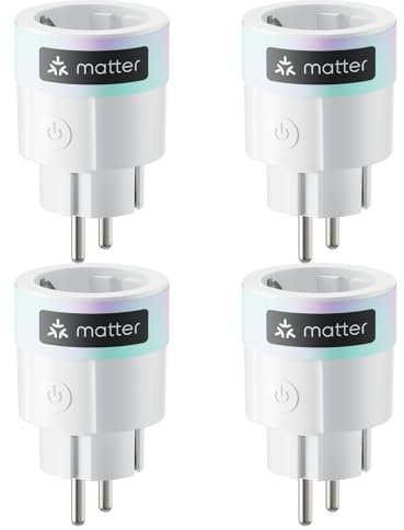 SwitchBot Plug Mini Matter-fähig mit Leistungsüberwachung 4er Pack, WLAN Steckdose, kompatibel mit Alexa, Google Home, Apple Home und Home Assistant (über Matter), Sprach- & App-Steuerung, 16A Type-F