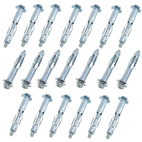 Dsjnf M4 x 46 Metal Drywall Anchor Bolts Hollow Transmission Bolts Gypsum Wall Anchor Bolts Hollow Door Anchors Carbon Steel Hollow Drywall Anchor Fasteners Silver 20PCS