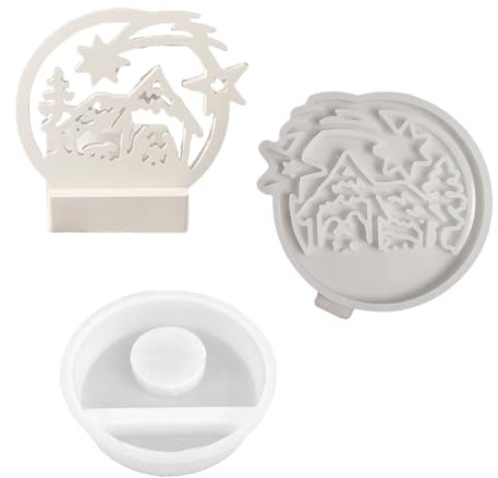 2 stampi in silicone per presepe religiosi in resina epossidica per getti ornamentali