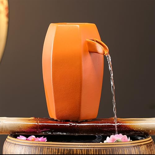 ZYZSY Keramik Wasserspeier, Zirkulationsauslass des Brunnens sprühen Tank, Gartenwassersprüher, Dekorative Wasserfeatures, für Mini-Teich, Terrasse Balkon(Orange,20 * 16 * 25cm/7.9 * 6.3 * 10in)
