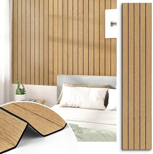 STICKEEP Red Brown 3D Textured Wood Slat Wall Panel Acoustic Slat Wood Wall Panels Wooden Grain Wallpaper 12 x 200