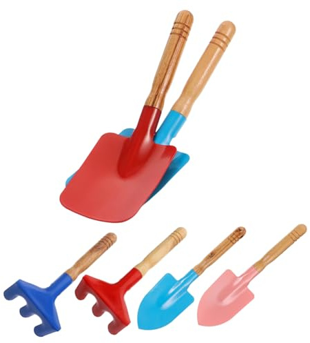 Toyvian 6 Piezas Herramientas Jardín Infantiles Hierro con Mango Madera para Juguetes Exterior Huerto Infantil Accesorios Jardinería Rastrillo Juguete