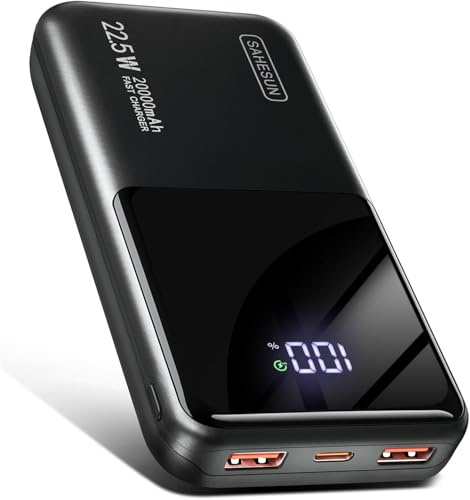 Power Bank 22.5W 20000mAh Bateria Externa Carga Rapida, Bateria Portatil PD3.0 QC4.0, Powerbank USB C Input & Output Compatible con iPhone 17 16 15 14 13 12 Pro MAX Mini Smartphones etc (Black 002)