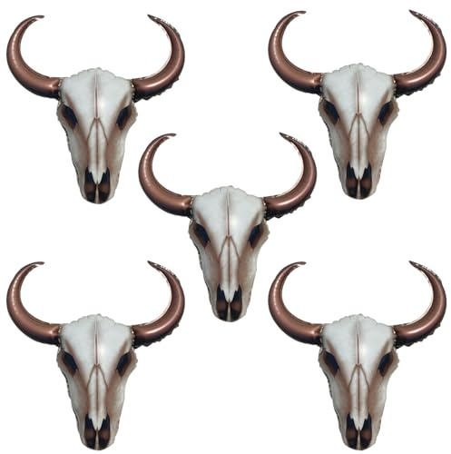 5 x Western-Luftballons mit langem Horn und Kuh, 94,4 cm, Cowboy-Longhorn-Ballon, Aluminiumfolie, Cowboy-Geburtstagsparty-Dekoration, Wilder Westen-Dekoration, letzter Rodeo-Junggesellinnenabschied