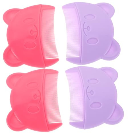 FUNNETOYU 4pcs Hair Combs Newborn Scalp Brush for Cleaning Cradle Cap and Dandruff Cute Bear Shaped Grooming Fine Tooth Comb for Home and Outdoor