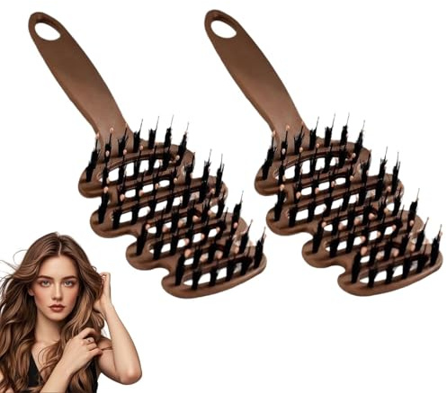 Cithway Volumen + Bürste mit Borsten, Wildschweinborsten Bürste, Haarbürste Wildschweinborsten, Cithway Volumenbürste, Haarbürste Toupierbürste mit Wildschweinborstens für Männer und Frauen (2PC)