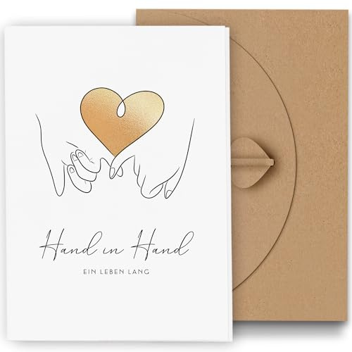 Legezon Hochzeitskarte mit Umschlag – Elegante Glückwunschkarte zur Hochzeit, modernes Line-Art Design, Klappkarte für das Brautpaar