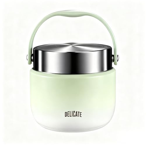 1200ml Thermobehälter für Essen, Warmhaltebehälter mit Deckel & Faltbaren Löffel, Edelstahl Thermoschüssel, Auslaufsicher Thermo Lunchbox,Speisen Wärmebehälter für Aufbewahrung Suppen,Brei,Mittagessen