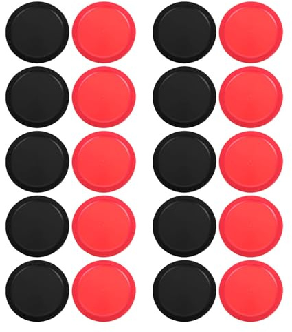 Mikikit Discos de Hockey de Aire 64Mm para Mesa de Hockey sobre Piso 20 Piezas Negro y Rojo Accesorios Resistentes para Juego Interior y Entrenamiento Deportivo
