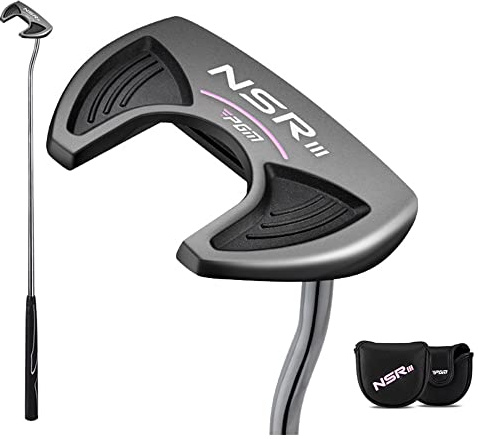 Putter da golf da donna, singolo, stabile, basso centro di gravità, per mano destra, barra da allenamento per allenatori da donna, con copritesta (nero)