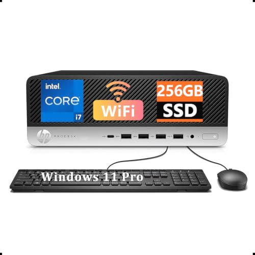 HP ProDesk 600 G3 SFF - Ordenador de sobremesa (Intel Core i7-7700, 8 GB de RAM, 256 GB SSD, WiFi, Bluetooth, Teclado QWERTY, Windows 11 Pro (reacondicionado)