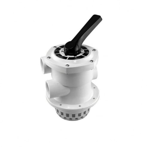 predolo Backwash Valve Assembly Vanne Multi-Voies pour Filtre à Sable Tête de Commande Six Modes Raccordements 15 Pouces Montage à Bride Passage Filtrage, Blanc, 1.5 Pouce