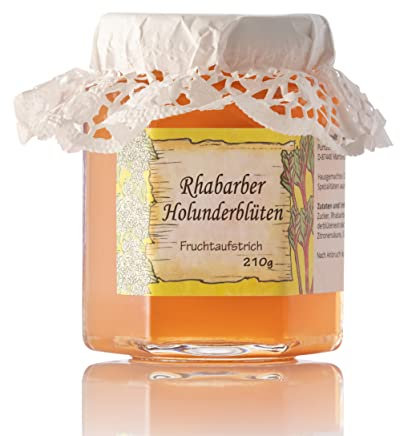 Rhabarber Holunderblüten Fruchtaufstich | 210g Feinkost Fruchtaufstrich aus dem Allgäu