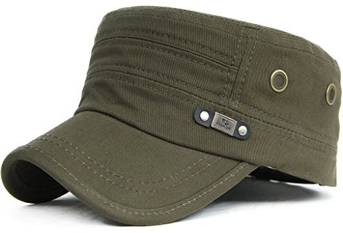 Kuyou Unisex Army Military Flat Cap Vintage Cotton Baseballmütze Kappe, 009Oliv, Einheitsgröße