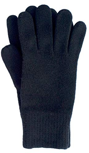 FosterNatur, Guanti in lana merino da uomo, 100% lana extrafine, Nero, 8