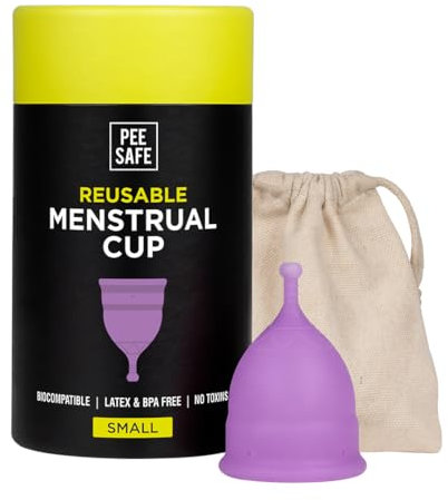 PEESAFE Coppetta Mestruale | Piccola - Taglia Mini | per 18 anni e meno | Coppa del periodo | Utilizzo fino a 12 ore | 100% silicone di grado medico | Viene fornito con custodia da viaggio