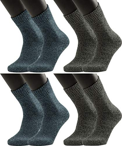 Vitasox Thermo Wintersocken 4 Paar – Warme Baumwollsocken für Damen & Herren, ohne Gummidruck, extra weiche Strümpfe mit Softrand, Kuschelige Socken für kalte Wintertage