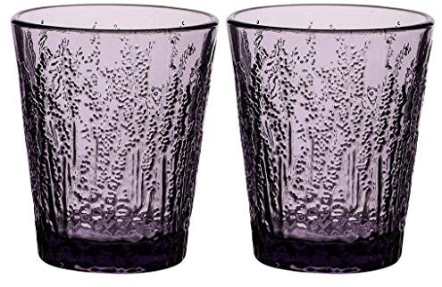 Tea Light Holder Set of 2 Embossed Glass Tealight Candle Lantern Jars (Purple)