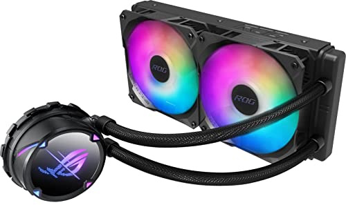 ASUS ROG Strix LC II 240 ARGB - Enfriador líquido AIO todo en uno de 240 mm, radiador Intel LGA1700, 115x/2066 y AMD AM4/TR4, 2 ventiladores de radiador RGB direccionables PWM de 4 pines de 120 mm