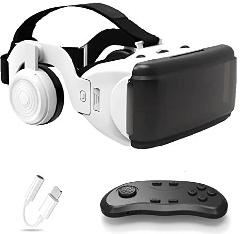 Gafas de Realidad Virtual, 3D VR Gafas con Controlador Bluetooth para Juegos Visión Panorámico VR Glasses para iPhone 13 Pro Max/13 Pro/13/12/11, para Samsung Galaxy S21, Huawei, Xiaomi