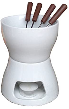 Olla De Fondue De Chocolate Pote de la olla de la olla de queso de chocolate con 4 horquillas de acero inoxidable - Adecuado para restaurante doméstico y cafetería ( Color : White , Size : 15x12cm )