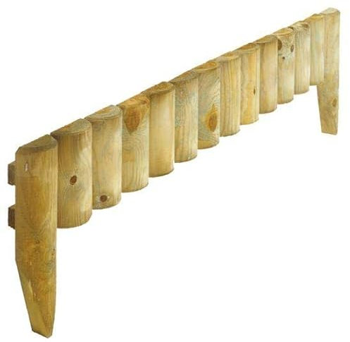 PaMeer 1M Wooden Garden Fence Log Roll Border Edging Decorative Fences for Lawn Edging Garden Edging Picket Fence Edging Small Fence Borders Pack of 4 (Natural)