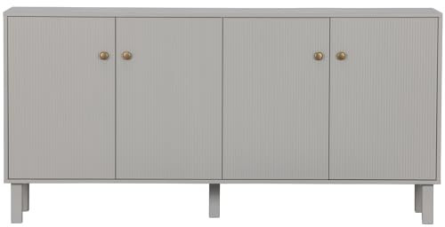 WOOOD Madu Sideboard Hellgrau - Beistellschrank mit Türen aus Kiefer Holz und Metall - Küchenschrank Flurschrank 78x160x46 cm