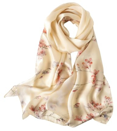 STORY OF SHANGHAI Foulard Donna Seta di 100% Seta, Stola Elegante Cerimonia Chiffon Leggera, Sciarpa Primaverile con Fantasia Colori, Adatto a molteplici occasioni