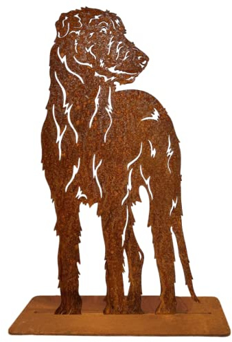 Terma Stahldesign Rost Hund Irischer Wolfshund lebensgroß Metall Gartenfigur Handmade Germany wetterfest Gartendeko Tierfigur Grabdeko Geschenk