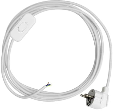 HALOTEC | 3 m Stromkabel mit Schalter | Schuko-Stecker, unterteilt in 1,5 m Abschnitte | Weiß, sicher und langlebig | Perfekt für Zuhause und Büro | Verlängerungskabel für den täglichen Gebrauch.