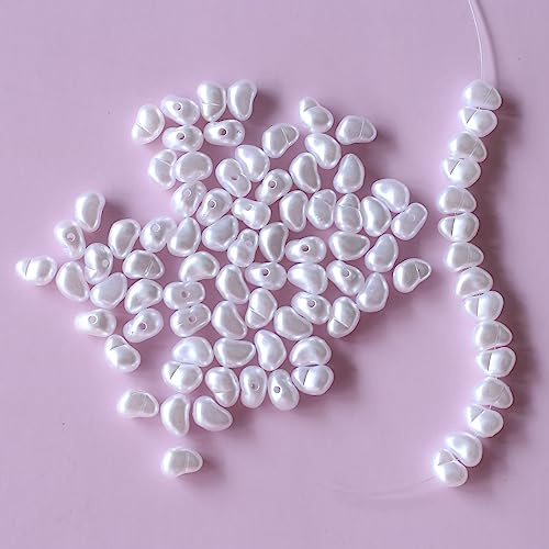 YIEUR 750 Stück Perlen Weiß glitzern, 10mm Bastelperlen mit Loch zum Basteln, 150g Lose Kunst pearl Acryl perlenhochzeit für Armbänder Hallskette Deko Handwerk Schmuckherstellung(weiß)