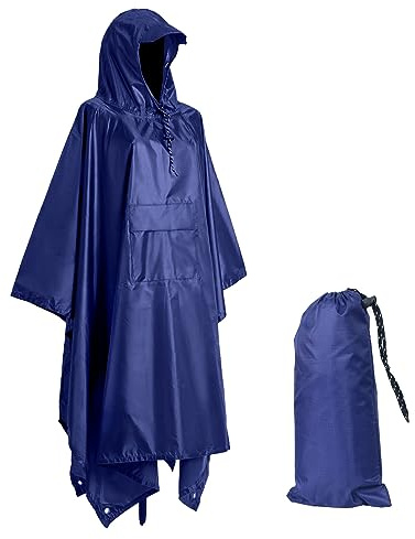 Poncho Impermeabile con Cappuccio 3 in 1 Multifunzionale Antipioggia, Mantella per Uomo e Donna, per Stuoia Campeggio, Trekking