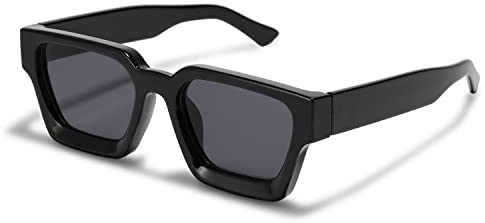 JCTAIFOO Vintage Rechteck Sonnenbrille für Damen Herren Retro Rechteckig Chunky Quadrat Große Dicke Frame Brille