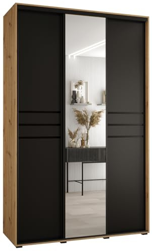 ABIKSMEBLE Armoire Davos 11 - Dressing Chambre Adulte - Penderie Vêtement Dressing - Garde-Robe 3 Portes - Closet Coulissant Miroir