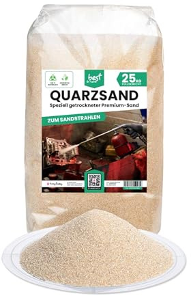Best For Home – sandblästermedel | Kvartssand för sandblästring | Kvartsand 25 kg (0,8–1,4) sandblästringgranulat | Sand för sandblästring | Effektivt återanvändbart strålmedel, perfekt för