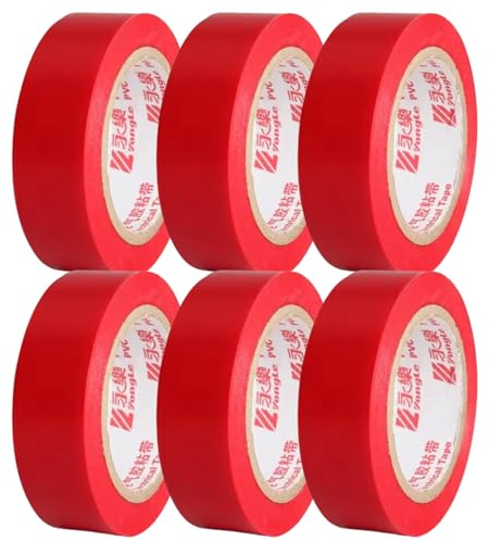 HomeBerg Cinta eléctrica roja, 19 mm x 10 m, resistente al calor y a la humedad, PVC fuerte autoadhesivo, cinta aislante eléctrica superior multiusos para cables eléctricos, bricolaje (rojo, paquete