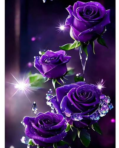 Giahism Rose Diamond Painting Erwachsene-Violett Rose Diamant Painting Bilder Erwachsene, Roses Diamond-Painting Arts Craft für Home Wand Decor (30x40cm)