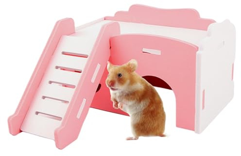 Rennmaus - Hamsterhaus, kleines Versteck mit Rutsche | Hamsterkäfig Zubehör, Syrischer Zwerghamster Rennmaus Spielzeug, Mäusehaus für Lemmings, andere ähnlich große Kleintiere