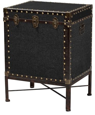 Baxton Studio Laura Vintage Black Canvas Lift-Top Trunk End Table