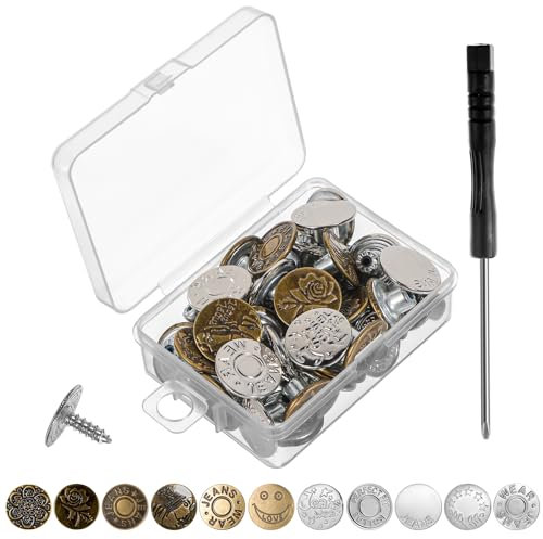 Xinjoduz 40 Stück Hosenknopf Jeansknöpfe Hosenknöpfe Für Jeans Metall Jeans Knopf Verstellbare Knöpfe Abnehmbare Jeansknopf Für Kleidung Jeans Hosen Taschen