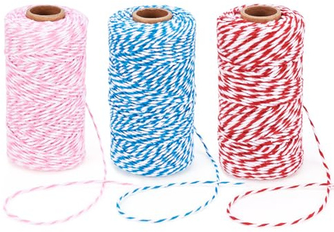 Sparkeads Geflochtene Baumwollkordel, 2 mm, zweifarbig, Makramee-Faden, gedrehte Perlenschnur, Rolle für Traumfänger, Boxen, Wickeln, Stricken, Armband, Weihnachten, Hochzeit, Dekoration, Schmuck,