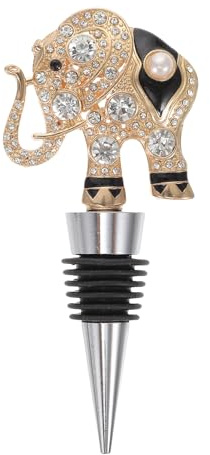 MAGICLULU Diamond-Inlaid Elephant Wine Bottle Stopper Reusable Alloy Cork Plug Decorative Wine Stopper for Red Olive Oil Vinegar Bottles Ideal for Family Gatherings