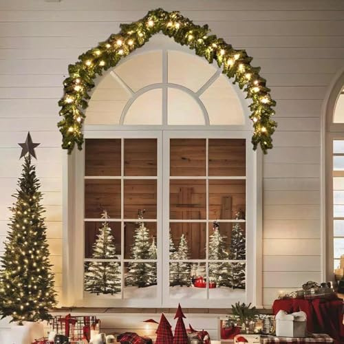 Gecheer Weihnachtsgirlande mit LED-Leuchten 5 m, 75 warmweiße LEDs 450 Zweige, 8 Lichteffekten, für Innen- und Außendekoration