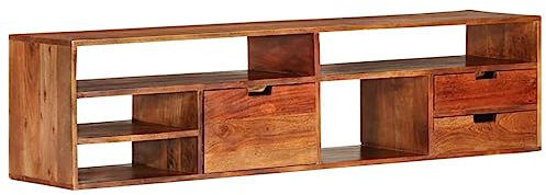 CINDERFUL TV-Schrank 140x30x35 cm Massivholz Akazie,Elegantes TVMöbel aus Akazienholz mit Stauraum für Wohnzimmer & Schlafzimmer TV-Möbel, TV-Bänke