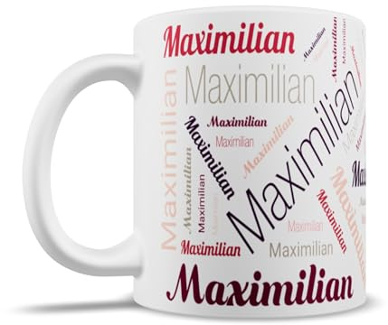 Tasse mit Namen personalisiert, Keramik 300 ml, Rot – Namenstasse Büro | Kaffeetasse mit Wunschname rundum – die persönliche Bürotasse & das Geschenk für Kollegen, spülmaschinengeeignet