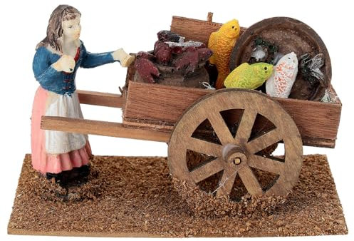 Holyart Poissonnière avec charrette 10x15x10 cm et Santon crèche 10-12 cm