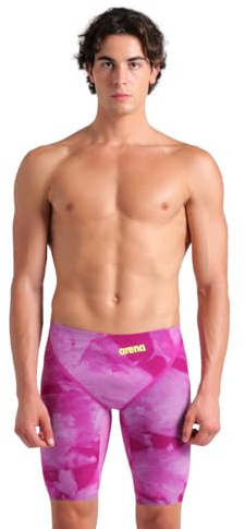 ARENA Men's Powerskin Carbon Glide Tech Jammer Racing Suit Swim Trunks, Ciclamyn Pink, 30