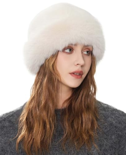 YEKEYI Cappello caldo da donna in pelliccia sintetica cappello alla moda per l'inverno cappello in finto visone versatile nuovo berretto invernale cappello da pescatore, Beige, Taglia unica