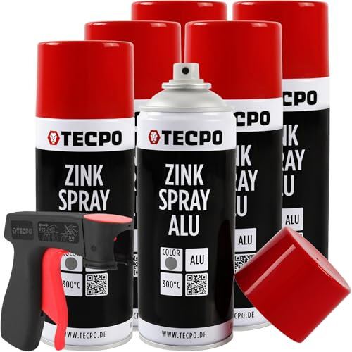 TECPO 6 aerosoles de zinc para metal y aluminio claro, 400 ml, pintura antioxidante, protección contra la corrosión, revestimiento de imprimación, protección contra la corrosión, barniz protector de